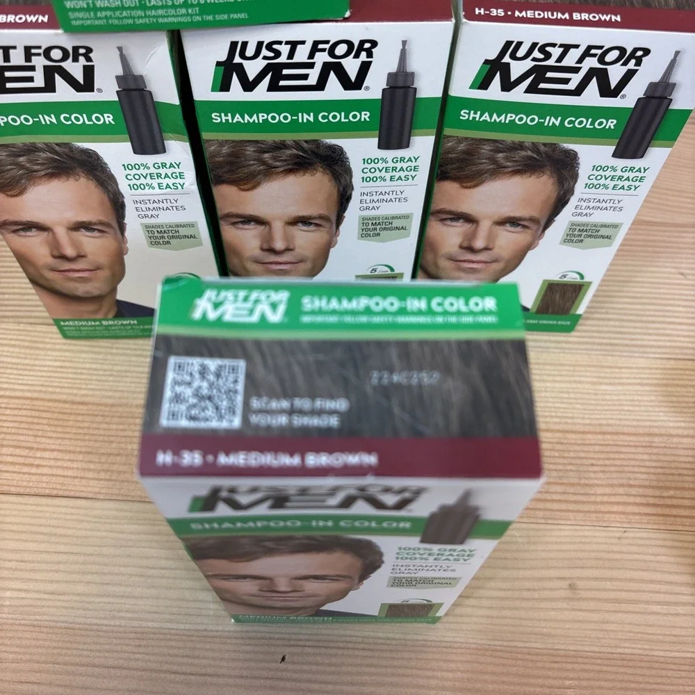 Just for Men H-35 MEDIUM BROWN Hair color Shampoo Lot Of 5